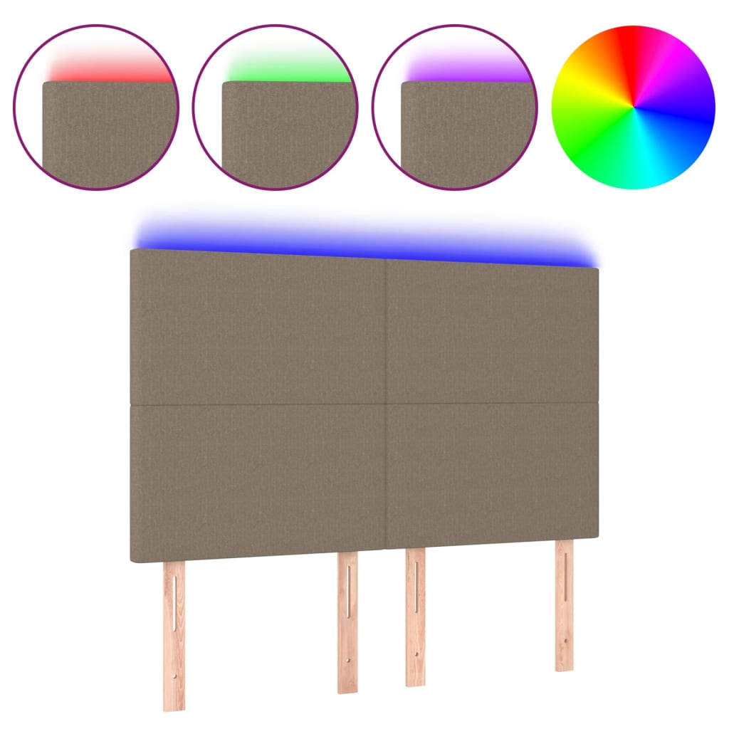 Hoofdbord LED 144x5x118/128 cm stof taupe is nu te koop bij PeponiXL, paradijselijk wonen!