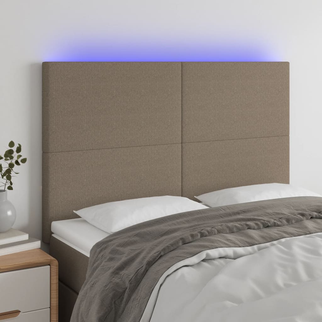 Hoofdbord LED 144x5x118/128 cm stof taupe is nu te koop bij PeponiXL, paradijselijk wonen!