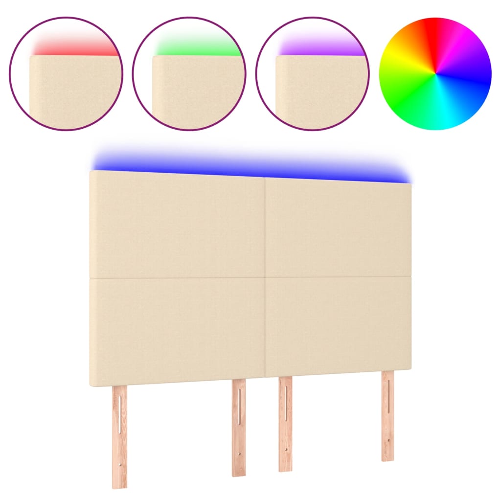 Hoofdbord LED 144x5x118/128 cm stof crèmekleurig is nu te koop bij PeponiXL, paradijselijk wonen!