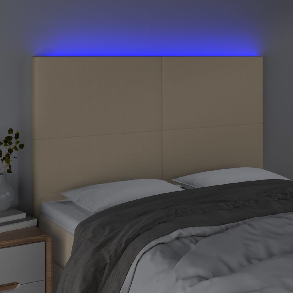 Hoofdbord LED 144x5x118/128 cm stof crèmekleurig is nu te koop bij PeponiXL, paradijselijk wonen!