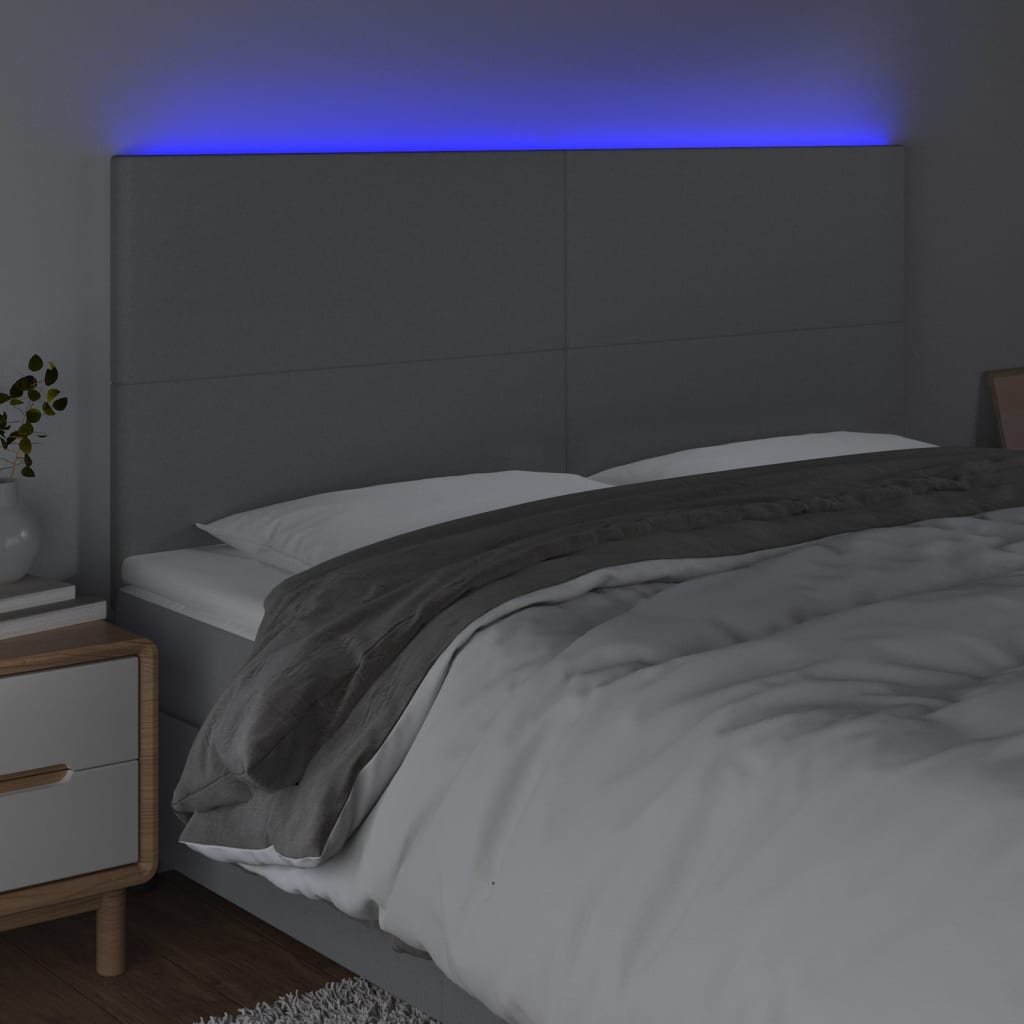 Hoofdbord LED 160x5x118/128 cm stof lichtgrijs is nu te koop bij PeponiXL, paradijselijk wonen!