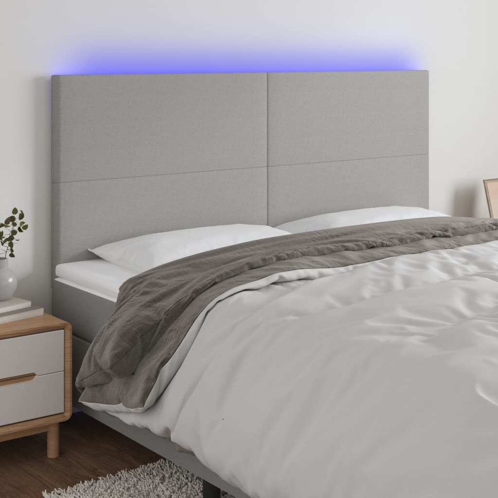 Hoofdbord LED 180x5x118/128 cm stof lichtgrijs is nu te koop bij PeponiXL, paradijselijk wonen!