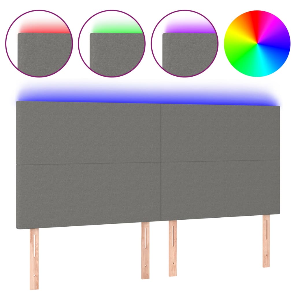Hoofdbord LED 180x5x118/128 cm stof donkergrijs is nu te koop bij PeponiXL, paradijselijk wonen!