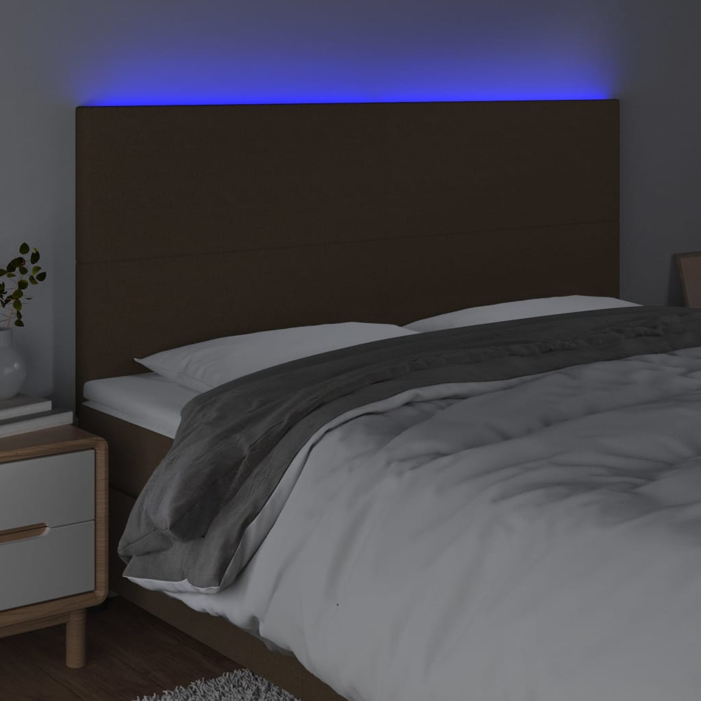 Hoofdbord LED 180x5x118/128 cm stof donkerbruin is nu te koop bij PeponiXL, paradijselijk wonen!