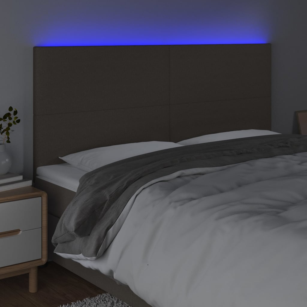 Hoofdbord LED 180x5x118/128 cm stof taupe is nu te koop bij PeponiXL, paradijselijk wonen!