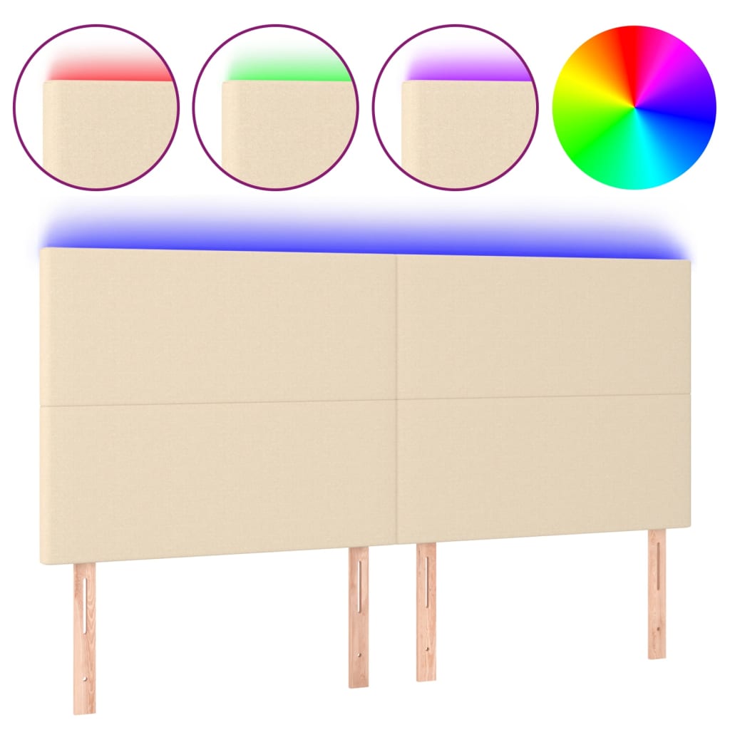 Hoofdbord LED 180x5x118/128 cm stof crèmekleurig is nu te koop bij PeponiXL, paradijselijk wonen!