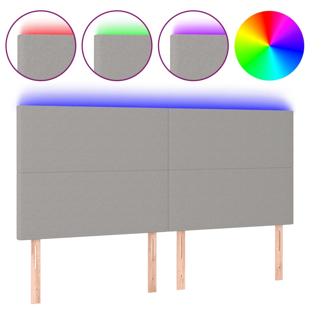 Hoofdbord LED 200x5x118/128 cm stof lichtgrijs is nu te koop bij PeponiXL, paradijselijk wonen!