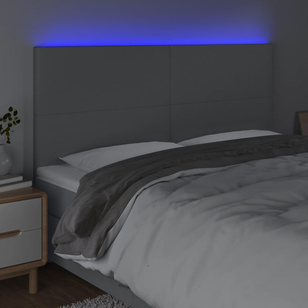 Hoofdbord LED 200x5x118/128 cm stof lichtgrijs is nu te koop bij PeponiXL, paradijselijk wonen!