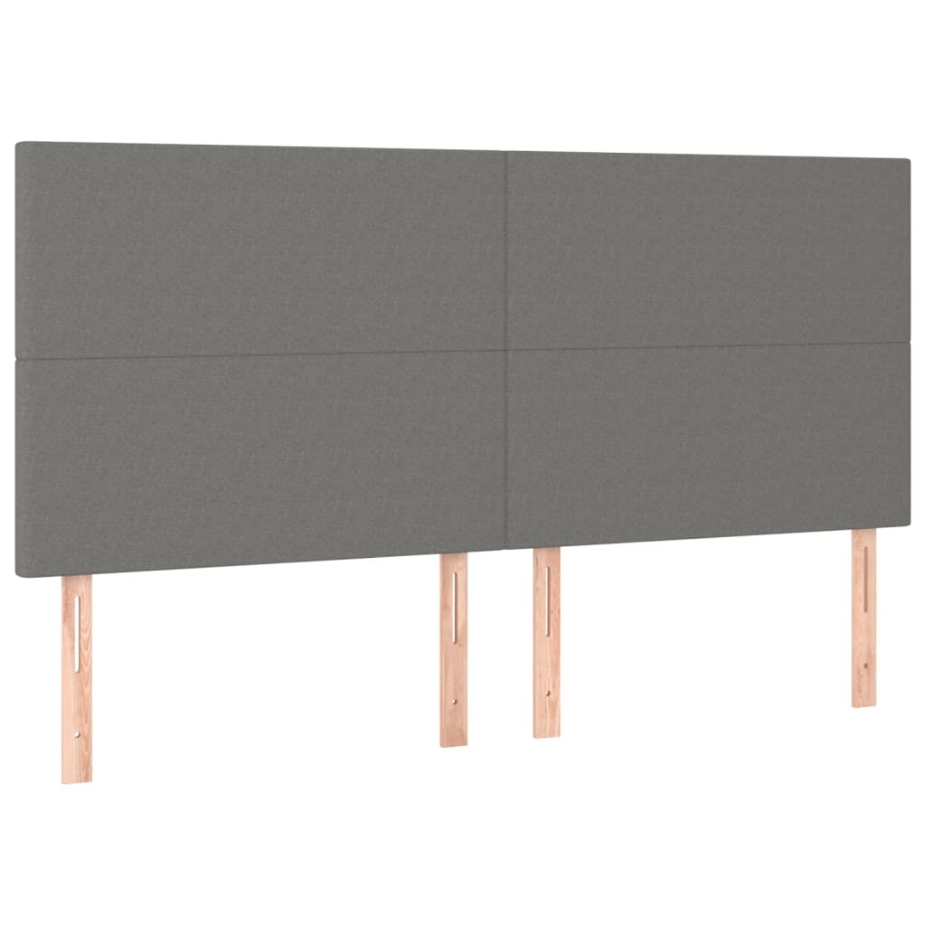 Hoofdbord LED 200x5x118/128 cm stof donkergrijs is nu te koop bij PeponiXL, paradijselijk wonen!
