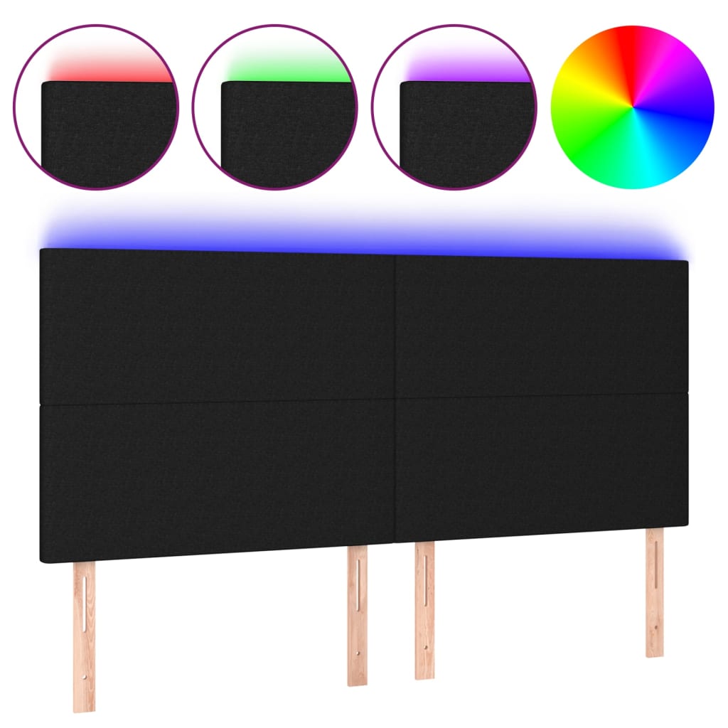 Hoofdbord LED 200x5x118/128 cm stof zwart is nu te koop bij PeponiXL, paradijselijk wonen!