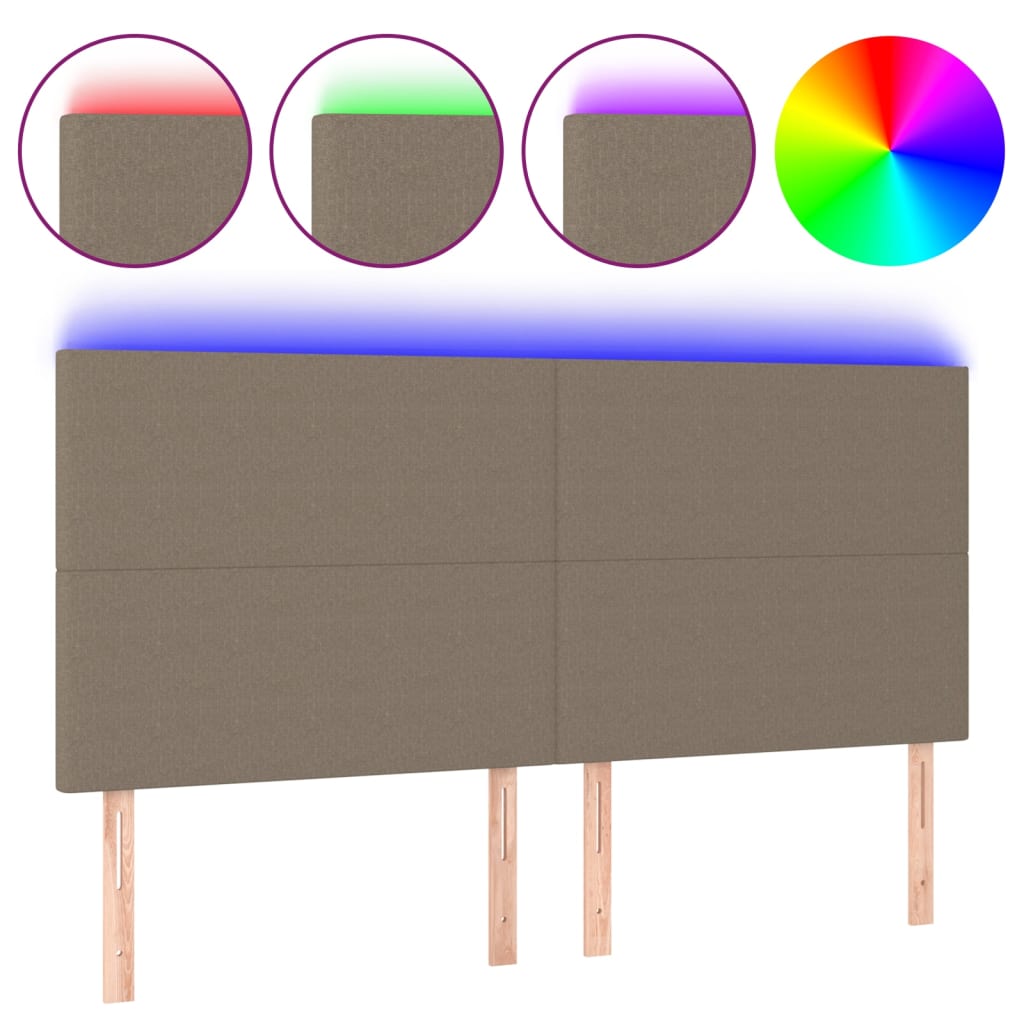 Hoofdbord LED 200x5x118/128 cm stof taupe is nu te koop bij PeponiXL, paradijselijk wonen!