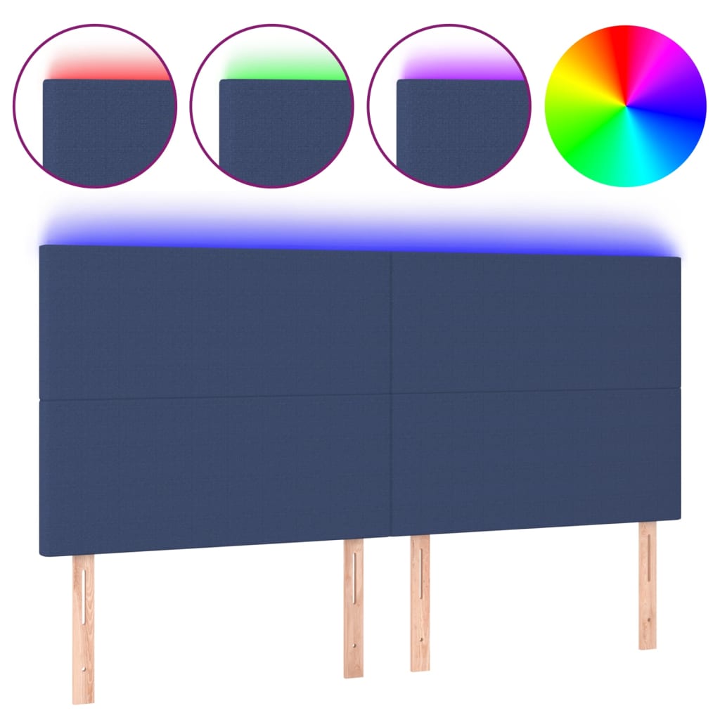 Hoofdbord LED 200x5x118/128 cm stof blauw is nu te koop bij PeponiXL, paradijselijk wonen!