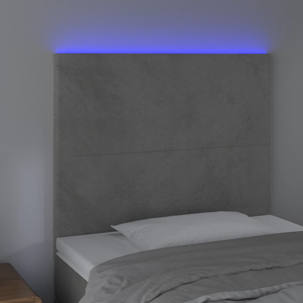 Hoofdbord LED 80x5x118/128 cm fluweel lichtgrijs is nu te koop bij PeponiXL, paradijselijk wonen!