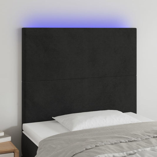 Hoofdbord LED 80x5x118/128 cm fluweel zwart is nu te koop bij PeponiXL, paradijselijk wonen!