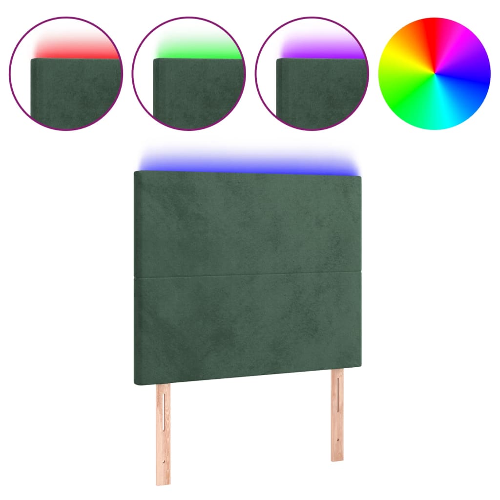 Hoofdbord LED 80x5x118/128 cm fluweel donkergroen is nu te koop bij PeponiXL, paradijselijk wonen!