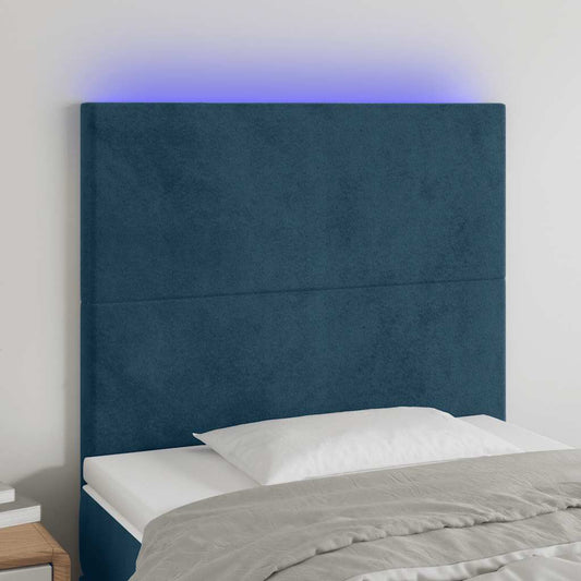 Hoofdbord LED 80x5x118/128 cm fluweel donkerblauw is nu te koop bij PeponiXL, paradijselijk wonen!
