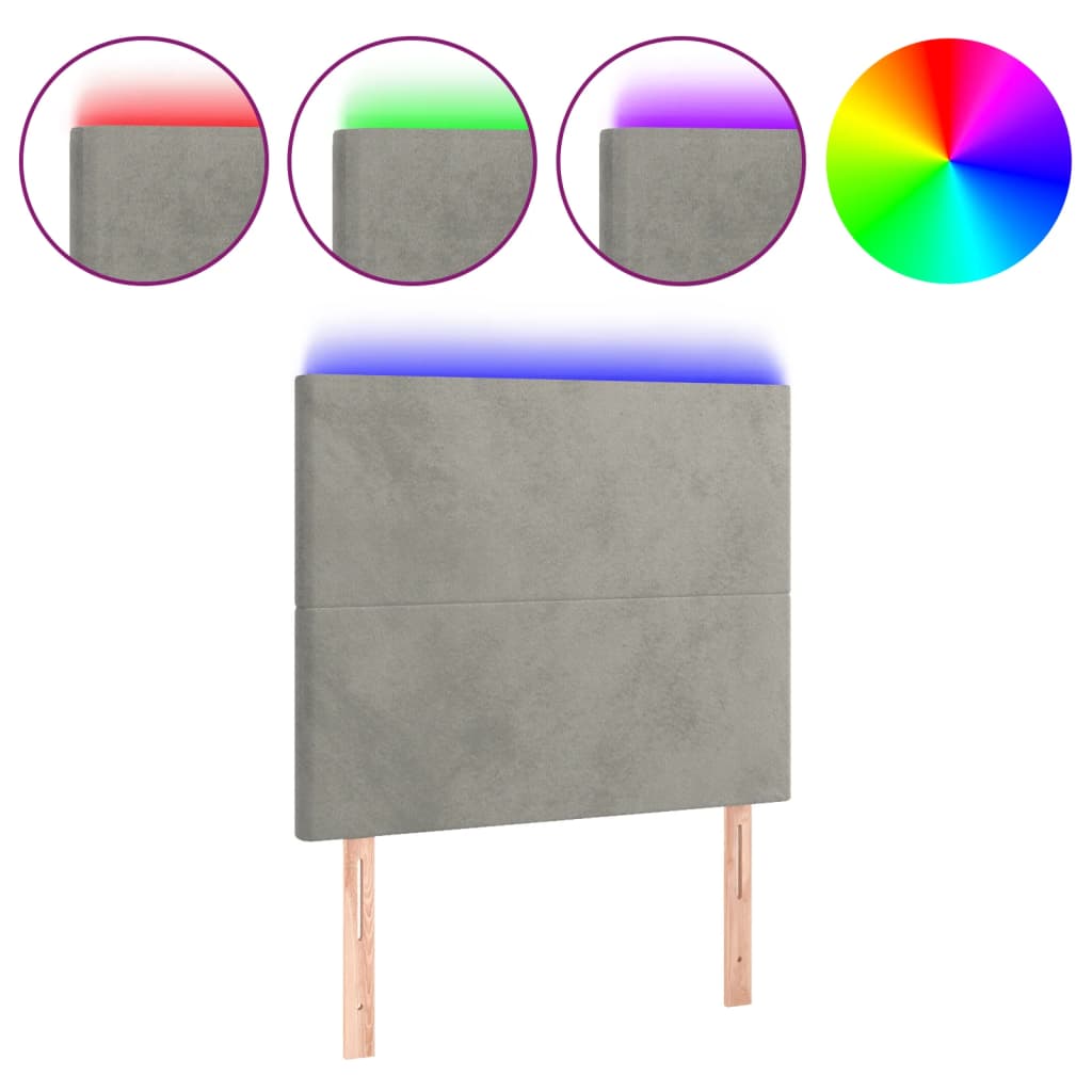 Hoofdbord LED 90x5x118/128 cm fluweel lichtgrijs is nu te koop bij PeponiXL, paradijselijk wonen!