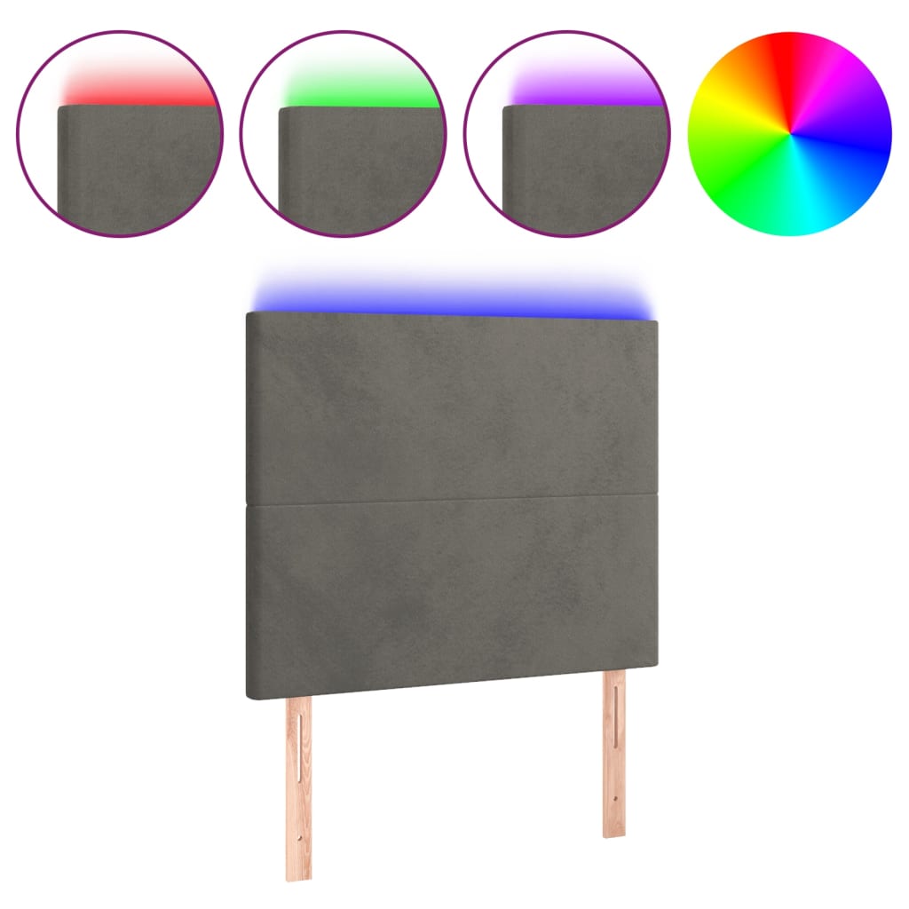 Hoofdbord LED 90x5x118/128 cm fluweel donkergrijs is nu te koop bij PeponiXL, paradijselijk wonen!