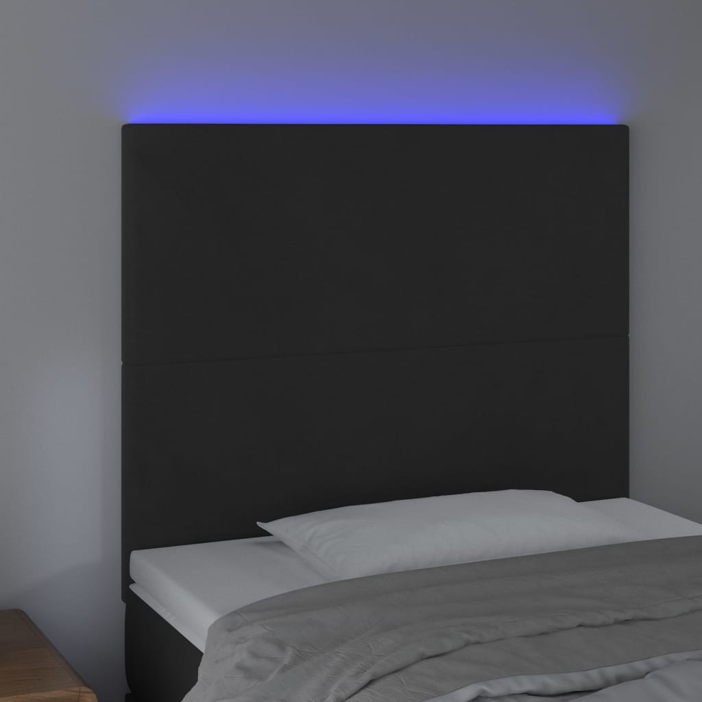 Hoofdbord LED 90x5x118/128 cm fluweel zwart is nu te koop bij PeponiXL, paradijselijk wonen!