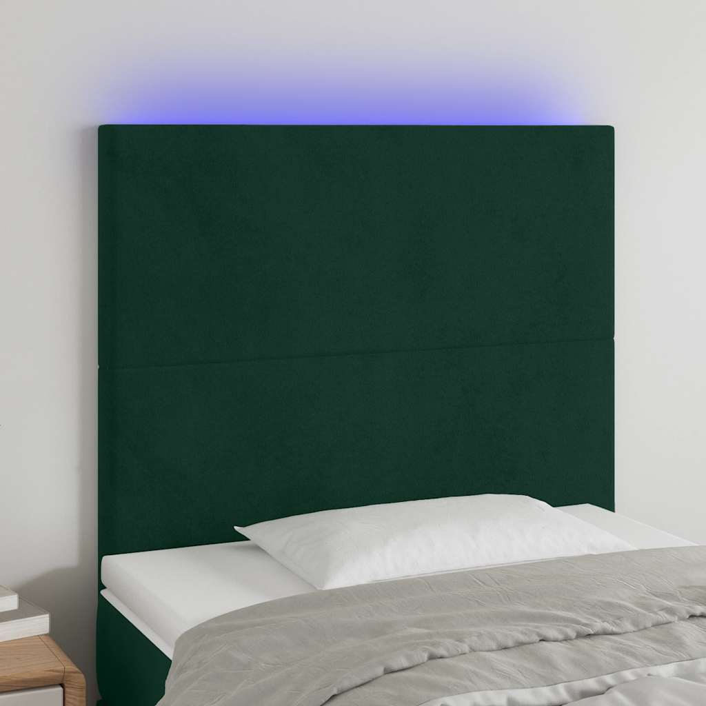 Hoofdbord LED 90x5x118/128 cm fluweel donkergroen is nu te koop bij PeponiXL, paradijselijk wonen!