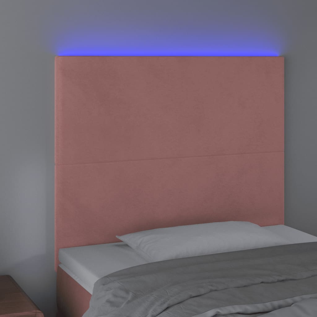 Hoofdbord LED 90x5x118/128 cm fluweel roze is nu te koop bij PeponiXL, paradijselijk wonen!