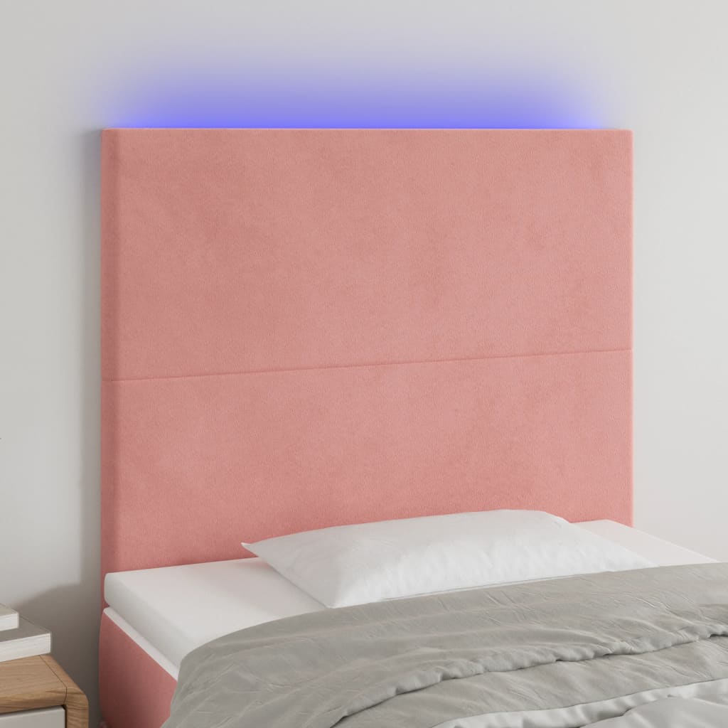 Hoofdbord LED 90x5x118/128 cm fluweel roze is nu te koop bij PeponiXL, paradijselijk wonen!