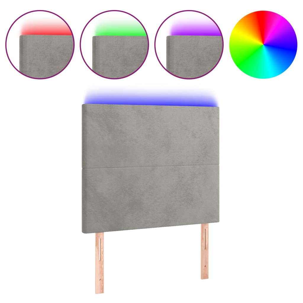 Hoofdbord LED 100x5x118/128 cm fluweel lichtgrijs is nu te koop bij PeponiXL, paradijselijk wonen!
