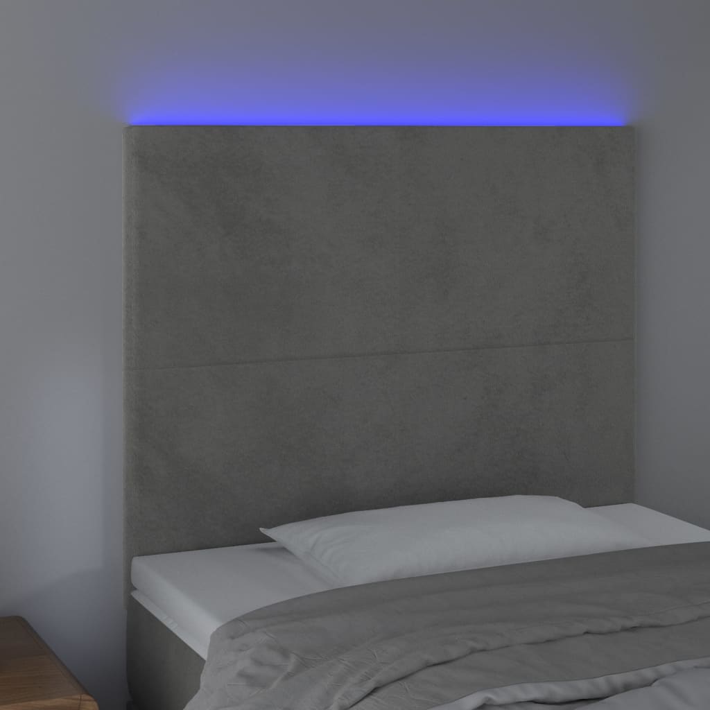 Hoofdbord LED 100x5x118/128 cm fluweel lichtgrijs is nu te koop bij PeponiXL, paradijselijk wonen!