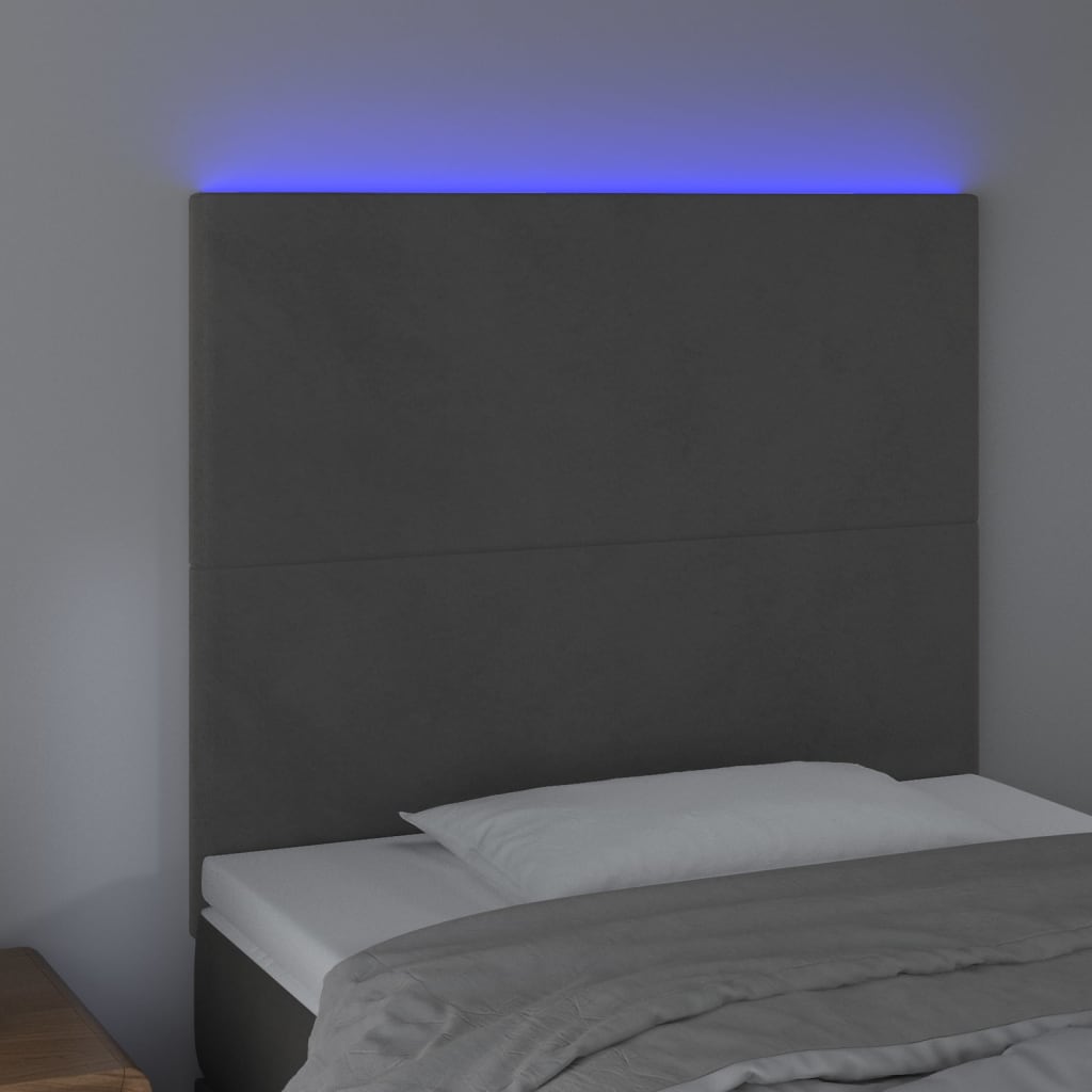 Hoofdbord LED 100x5x118/128 cm fluweel donkergrijs is nu te koop bij PeponiXL, paradijselijk wonen!