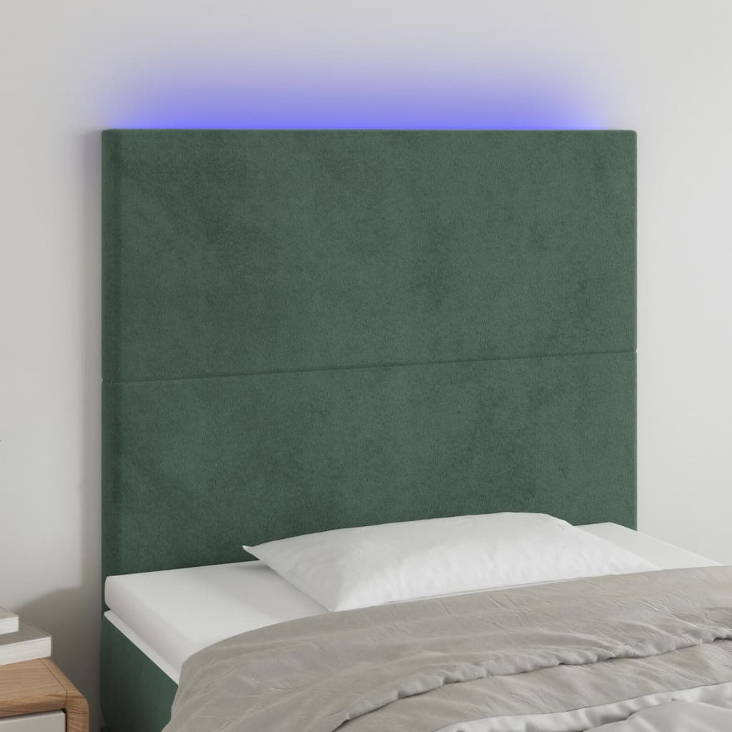 Hoofdbord LED 100x5x118/128 cm fluweel donkergroen is nu te koop bij PeponiXL, paradijselijk wonen!