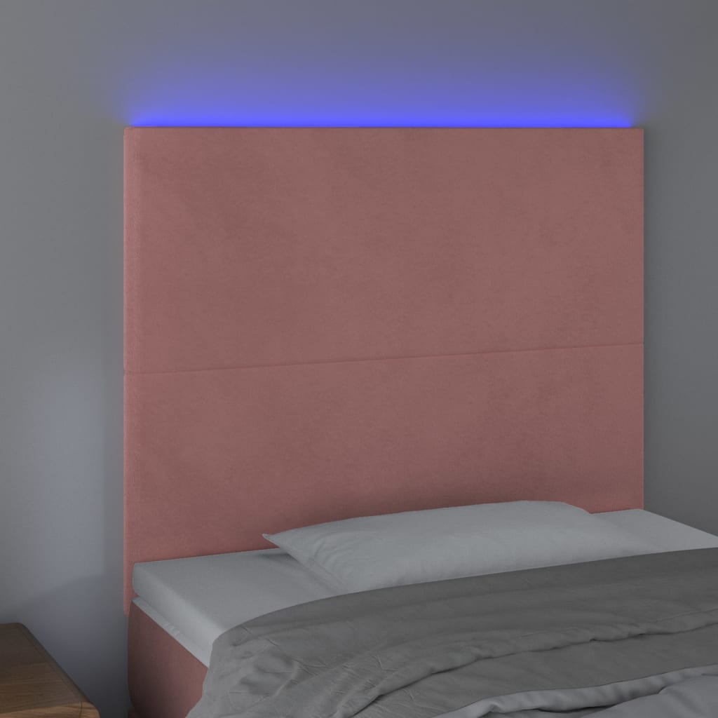 Hoofdbord LED 100x5x118/128 cm fluweel roze is nu te koop bij PeponiXL, paradijselijk wonen!