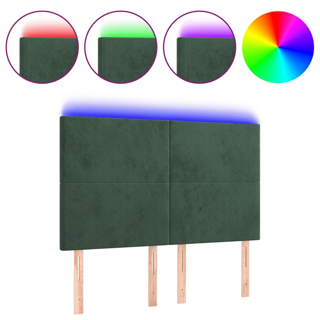 Hoofdbord LED 144x5x118/128 cm fluweel donkergroen is nu te koop bij PeponiXL, paradijselijk wonen!