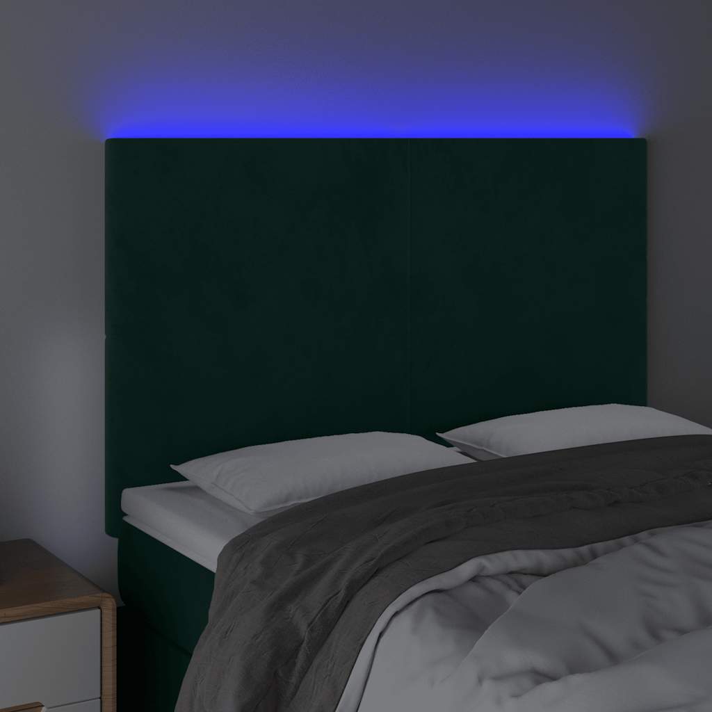 Hoofdbord LED 144x5x118/128 cm fluweel donkergroen is nu te koop bij PeponiXL, paradijselijk wonen!