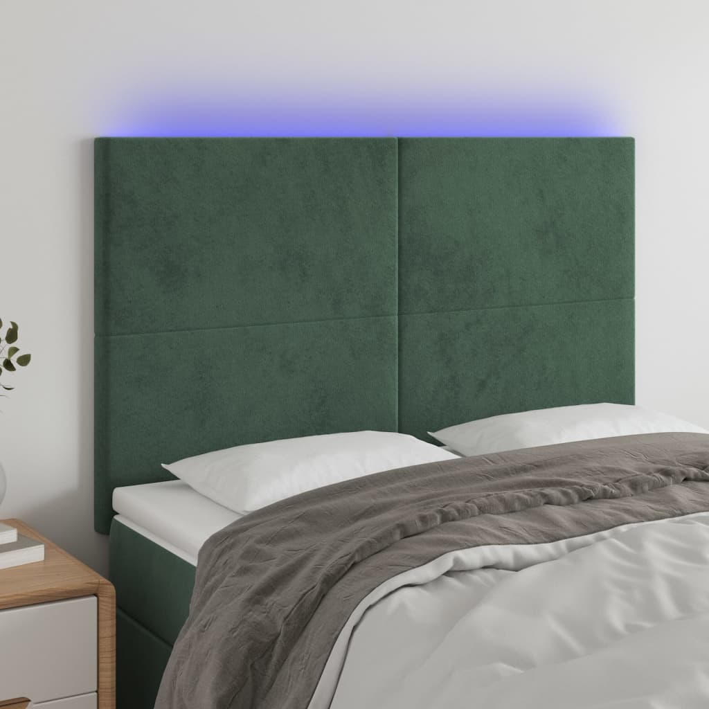 Hoofdbord LED 144x5x118/128 cm fluweel donkergroen is nu te koop bij PeponiXL, paradijselijk wonen!
