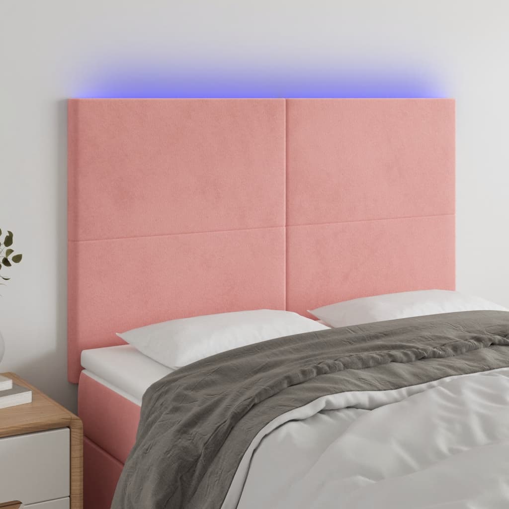 Hoofdbord LED 144x5x118/128 cm fluweel zwart is nu te koop bij PeponiXL, paradijselijk wonen!