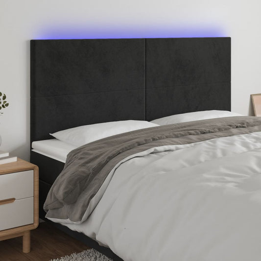 Hoofdbord LED 160x5x118/128 cm fluweel zwart is nu te koop bij PeponiXL, paradijselijk wonen!