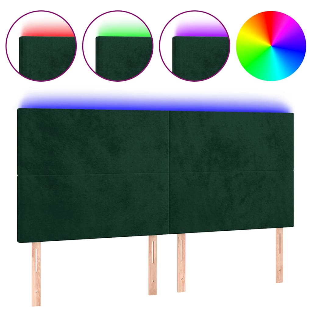 Hoofdbord LED 160x5x118/128 cm fluweel donkergroen is nu te koop bij PeponiXL, paradijselijk wonen!