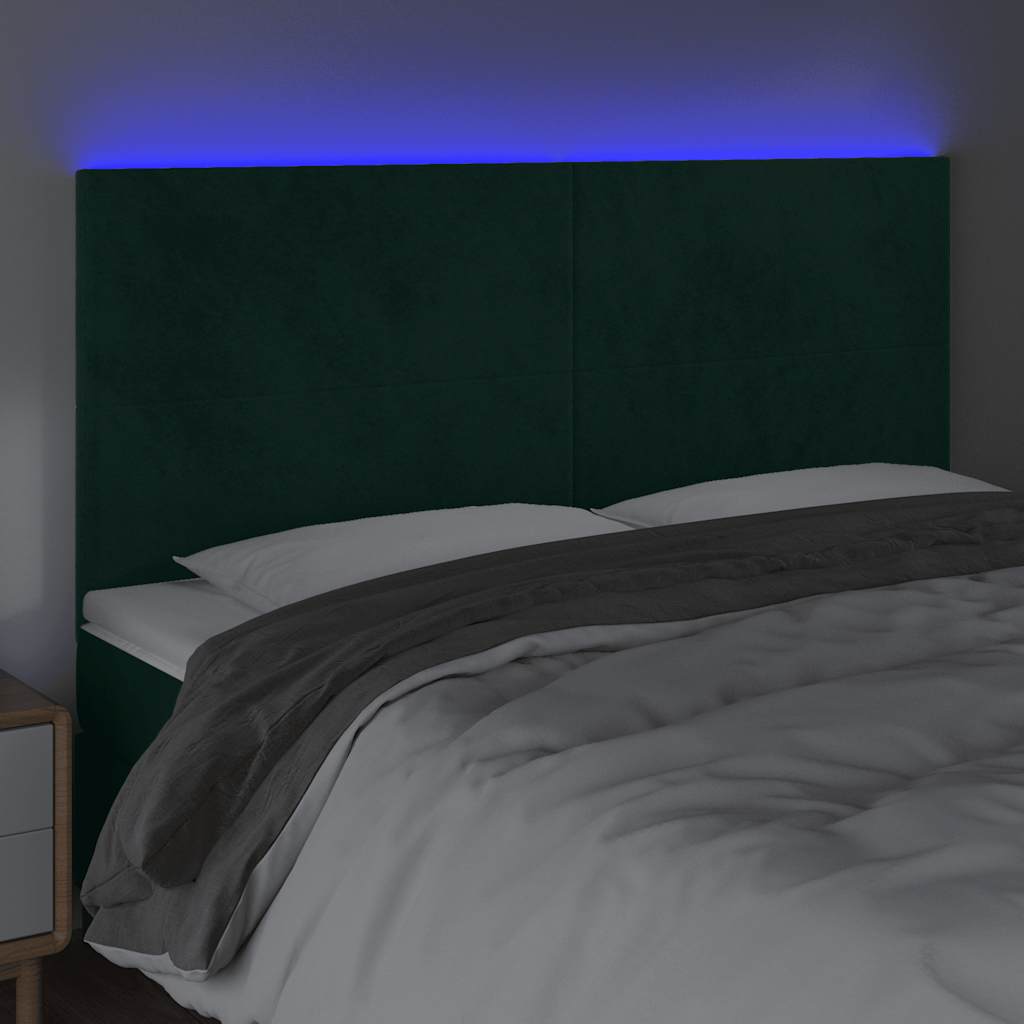 Hoofdbord LED 160x5x118/128 cm fluweel donkergroen is nu te koop bij PeponiXL, paradijselijk wonen!