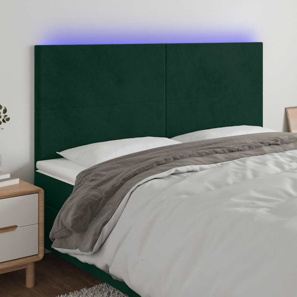 Hoofdbord LED 160x5x118/128 cm fluweel donkergroen is nu te koop bij PeponiXL, paradijselijk wonen!