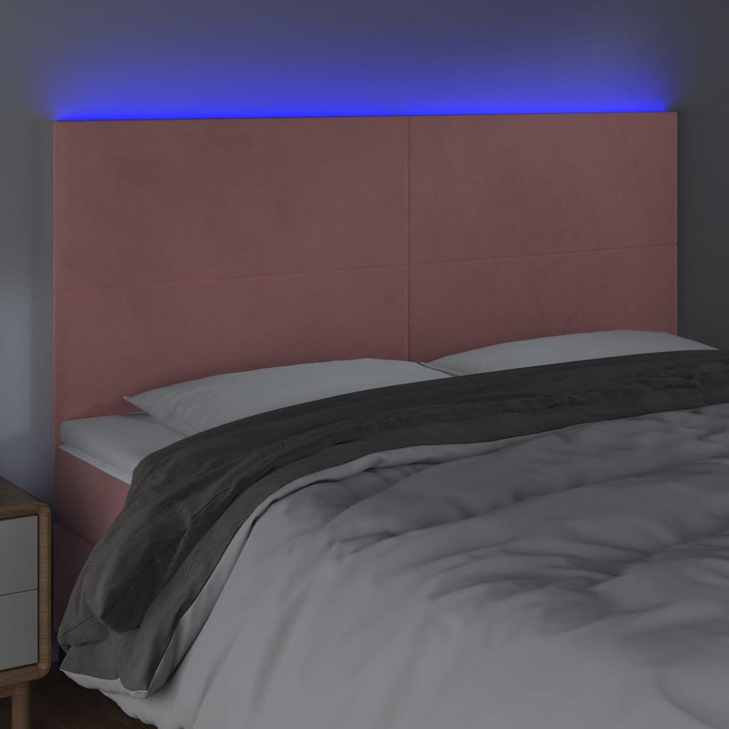 Hoofdbord LED 160x5x118/128 cm fluweel roze is nu te koop bij PeponiXL, paradijselijk wonen!