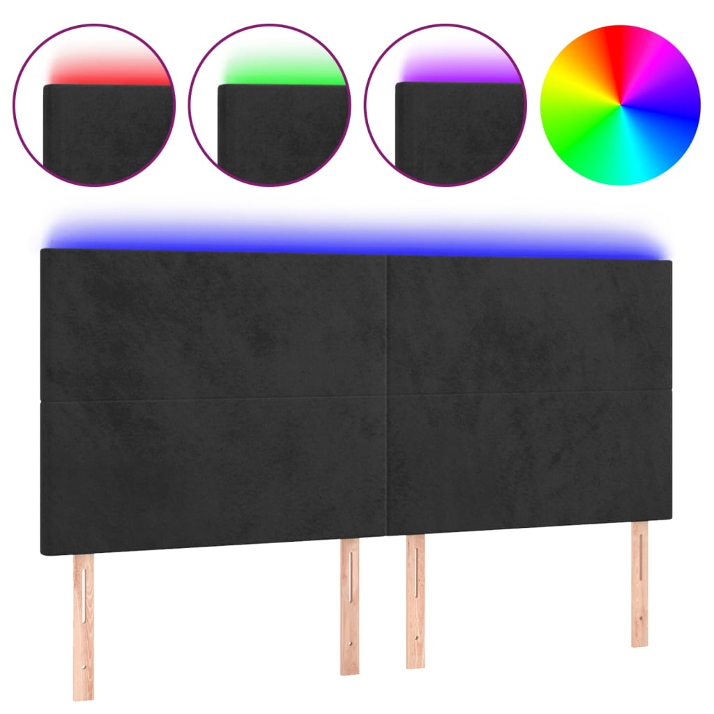 Hoofdbord LED 180x5x118/128 cm fluweel zwart is nu te koop bij PeponiXL, paradijselijk wonen!