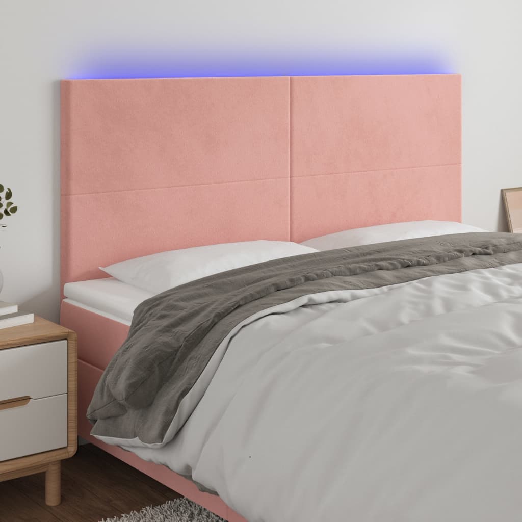 Hoofdbord LED 180x5x118/128 cm fluweel roze is nu te koop bij PeponiXL, paradijselijk wonen!
