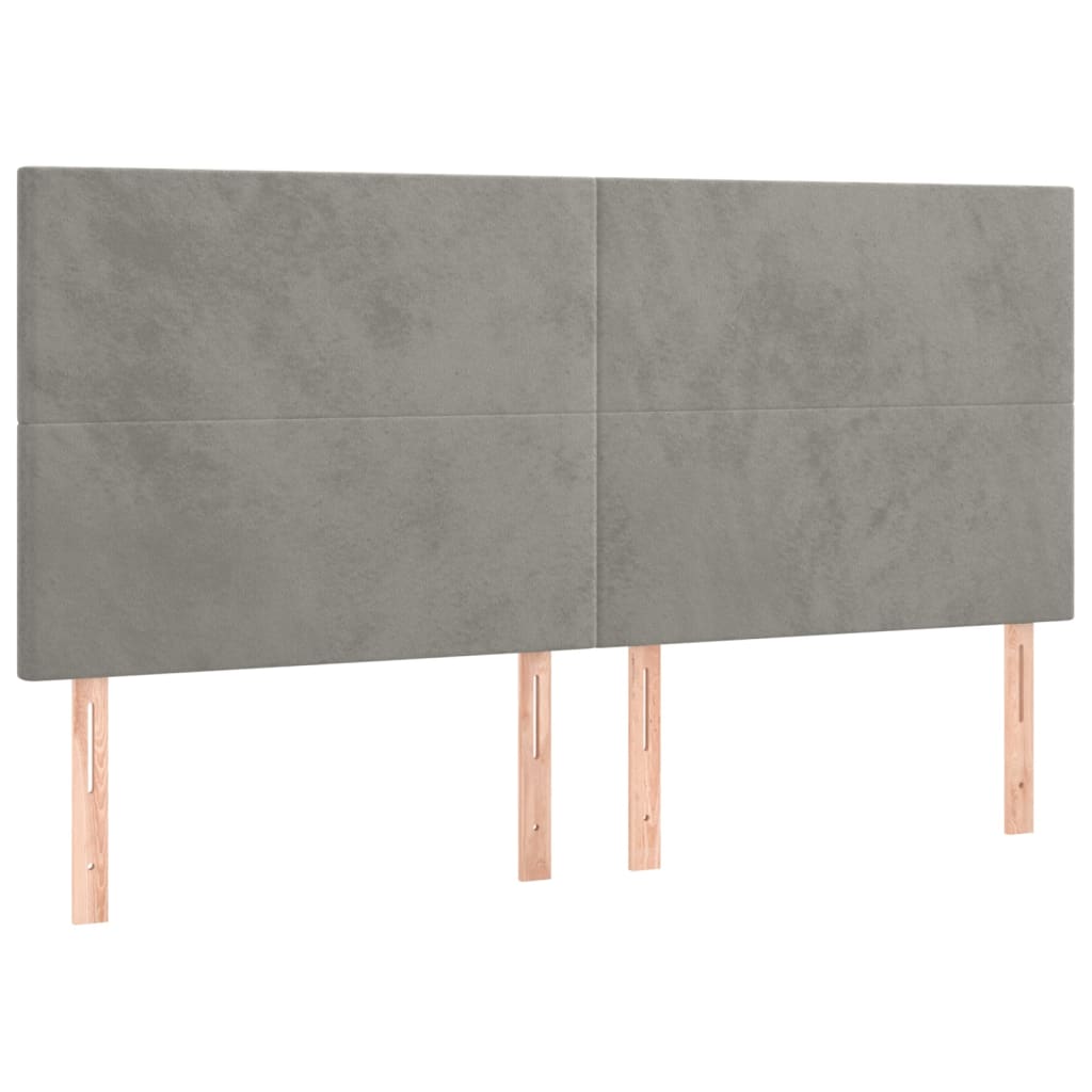 Hoofdbord LED 200x5x118/128 cm fluweel lichtgrijs is nu te koop bij PeponiXL, paradijselijk wonen!