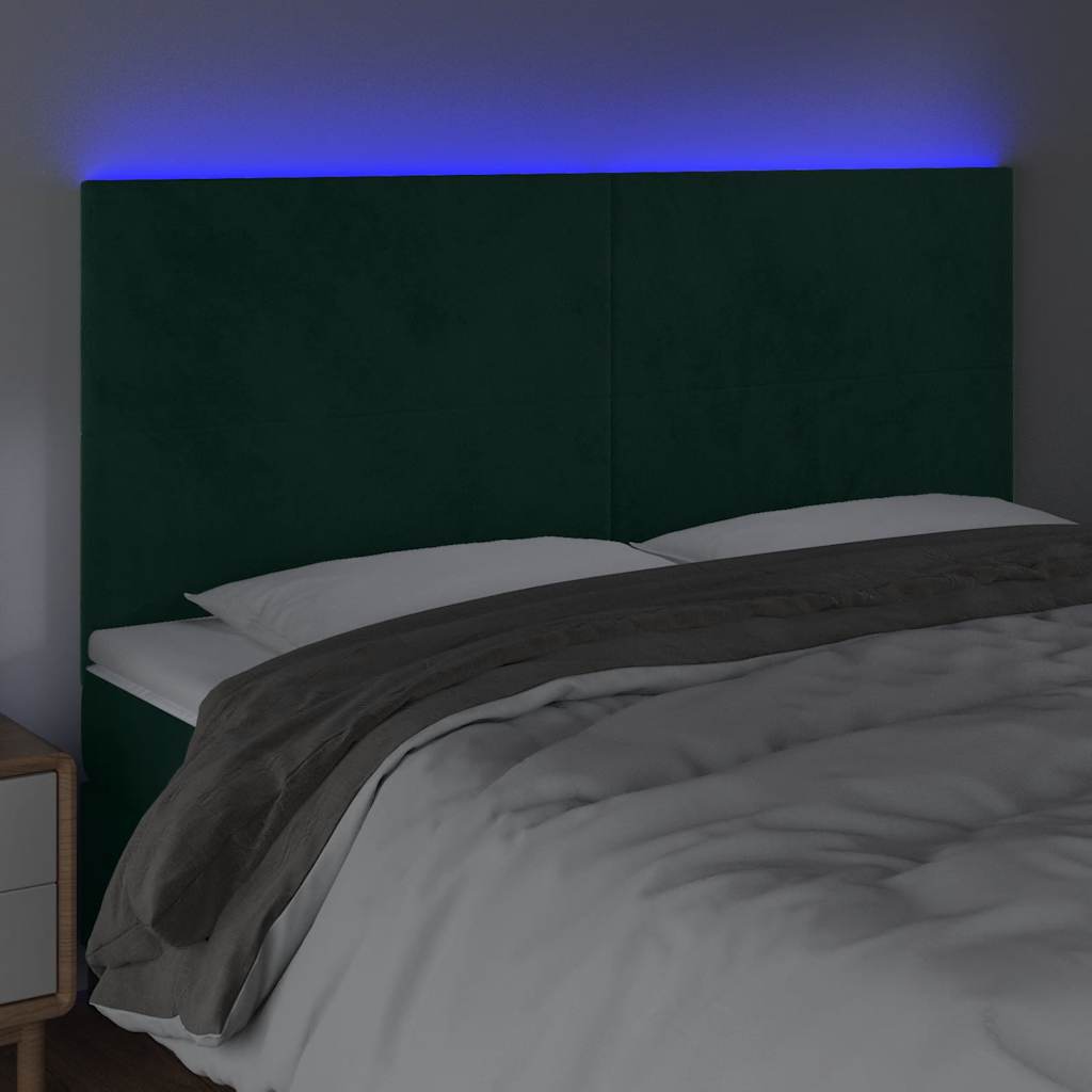 Hoofdbord LED 200x5x118/128 cm fluweel donkergroen is nu te koop bij PeponiXL, paradijselijk wonen!
