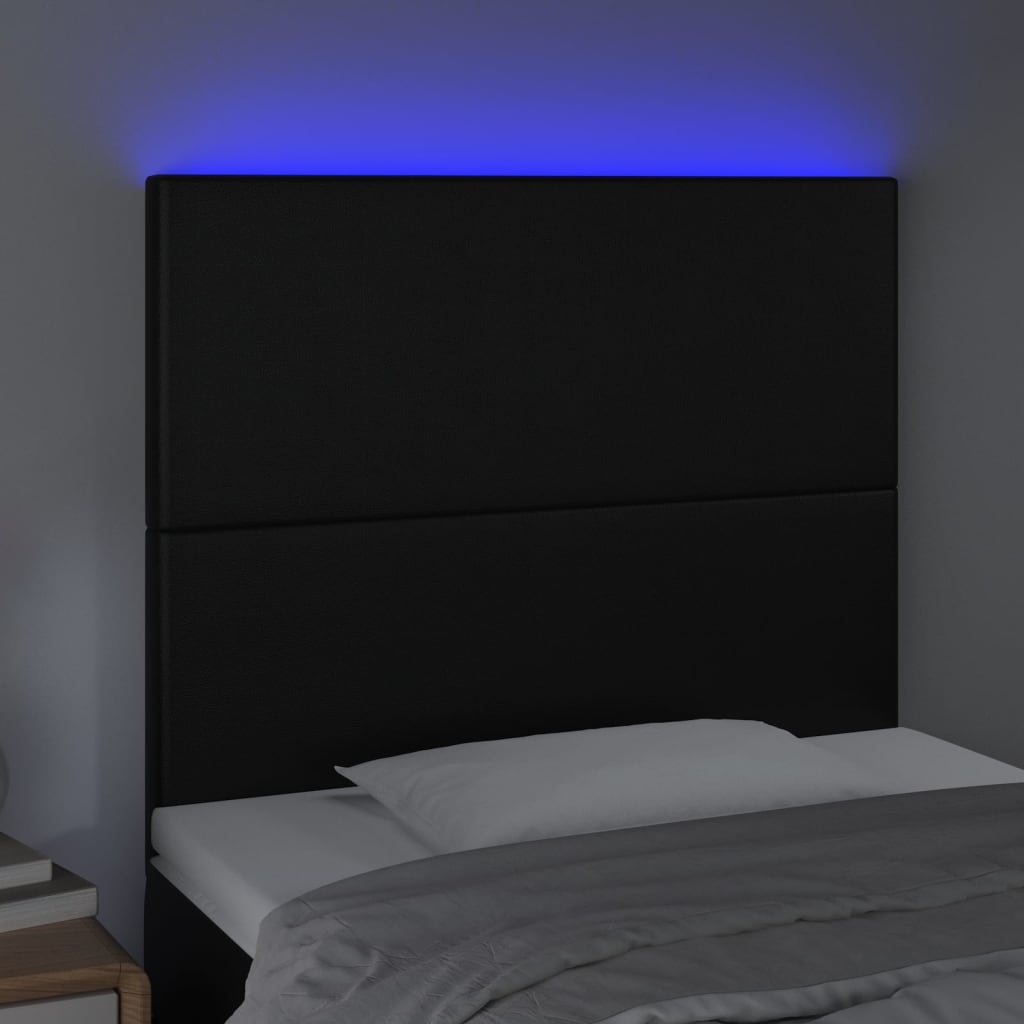 Hoofdbord LED 80x5x118/128 cm kunstleer zwart is nu te koop bij PeponiXL, paradijselijk wonen!