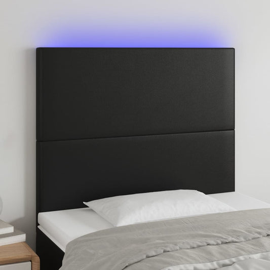 Hoofdbord LED 80x5x118/128 cm kunstleer zwart is nu te koop bij PeponiXL, paradijselijk wonen!