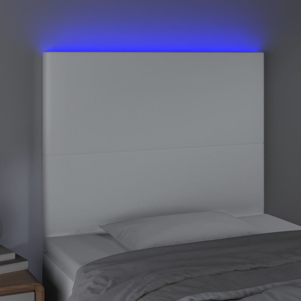 Hoofdbord LED 80x5x118/128 cm kunstleer wit is nu te koop bij PeponiXL, paradijselijk wonen!