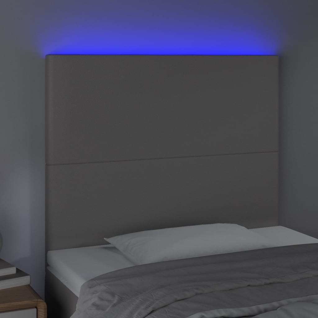 Hoofdbord LED 80x5x118/128 cm kunstleer grijs is nu te koop bij PeponiXL, paradijselijk wonen!