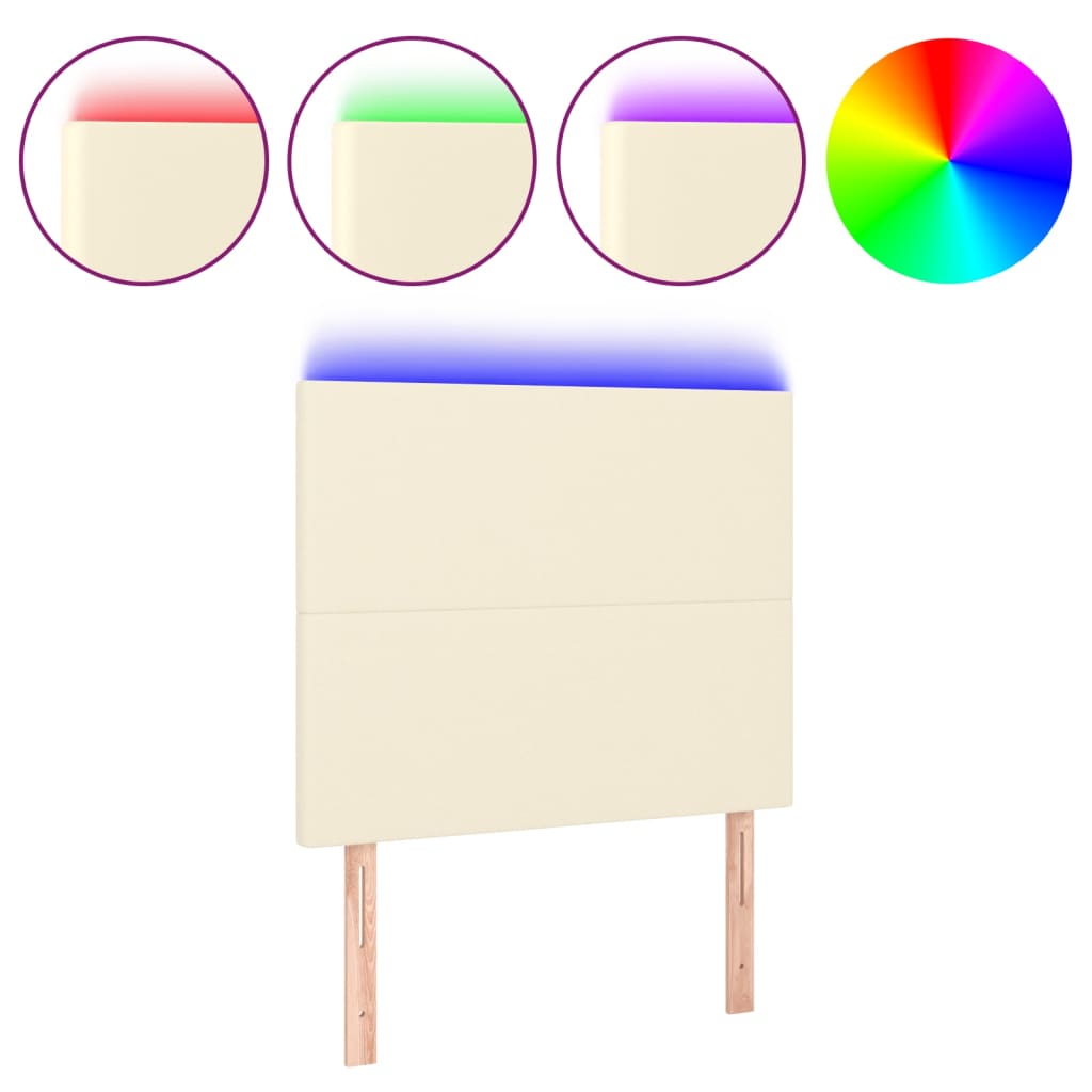 Hoofdbord LED 90x5x118/128 cm kunstleer crèmekleurig is nu te koop bij PeponiXL, paradijselijk wonen!