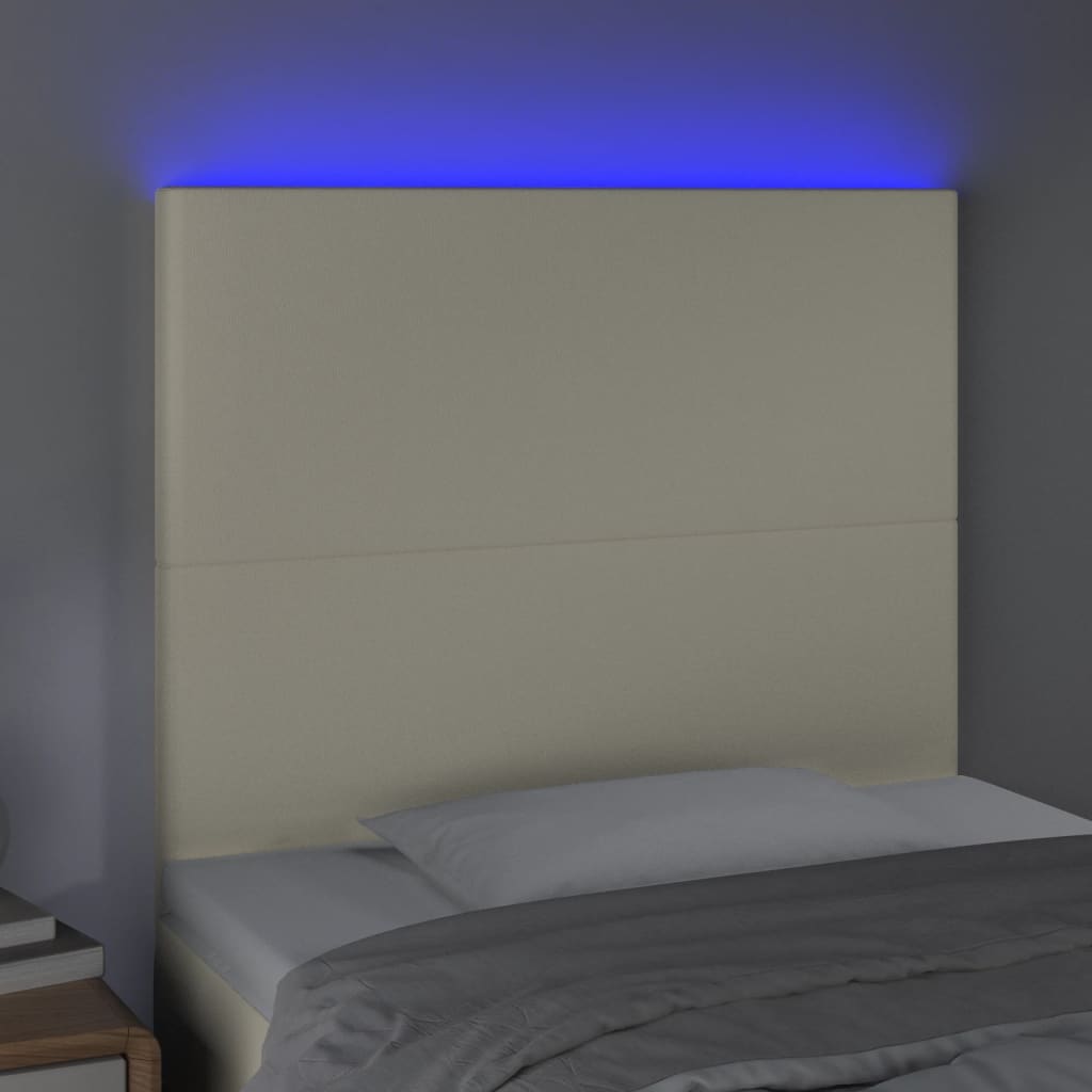Hoofdbord LED 90x5x118/128 cm kunstleer crèmekleurig is nu te koop bij PeponiXL, paradijselijk wonen!